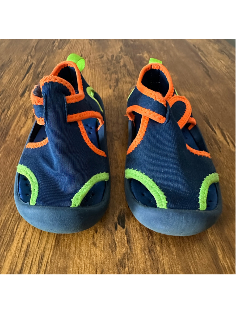 OshKosh B'gosh Baby Water Shoes Size 6 Blue Orange Lime Green